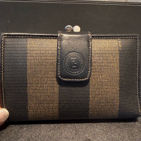Fendi Handbags - Fendi Pequin Striped Kisslock Wallet